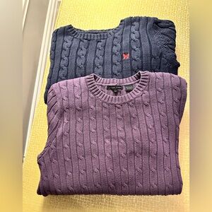 JEANNE PIERRE & Espirit (2)Women's Cable Knit Sweaters- Navy and Plum
